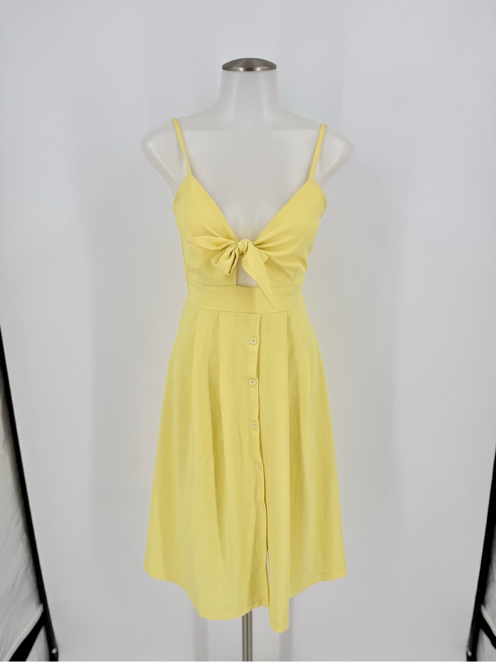 Sunlit Tie-Front Yellow Midi Dress